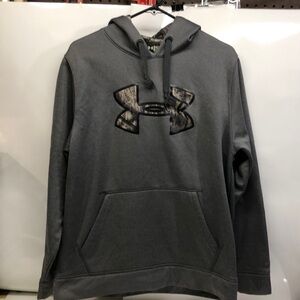 Under Armour Hoodie Mens Medium Gray Camo Pullover Long Sleeve Hunting